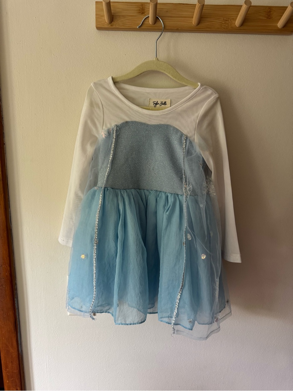 Taylor Joelle Frozen Elsa long sleeve cape dress